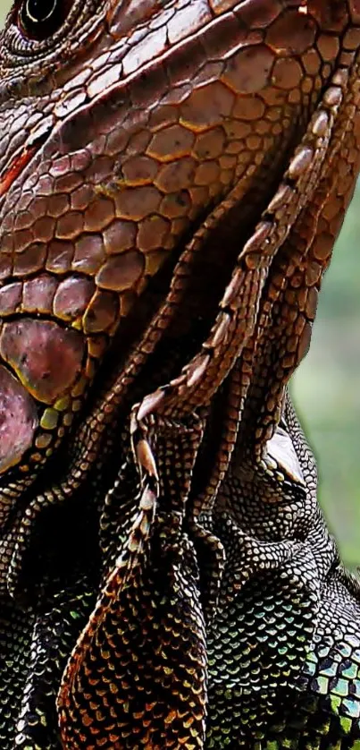 Close-up of a lizard's textured skin with vibrant colors.