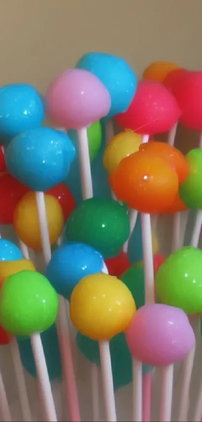Vibrant and colorful lollipop mobile wallpaper with a playful candy theme.