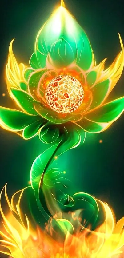 Vibrant lotus with glowing colors in an abstract design