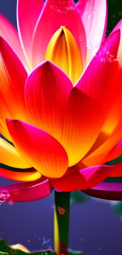 Vibrant lotus flower in pink and yellow hues.