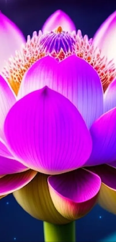 Vibrant lotus flower with galaxy backdrop.