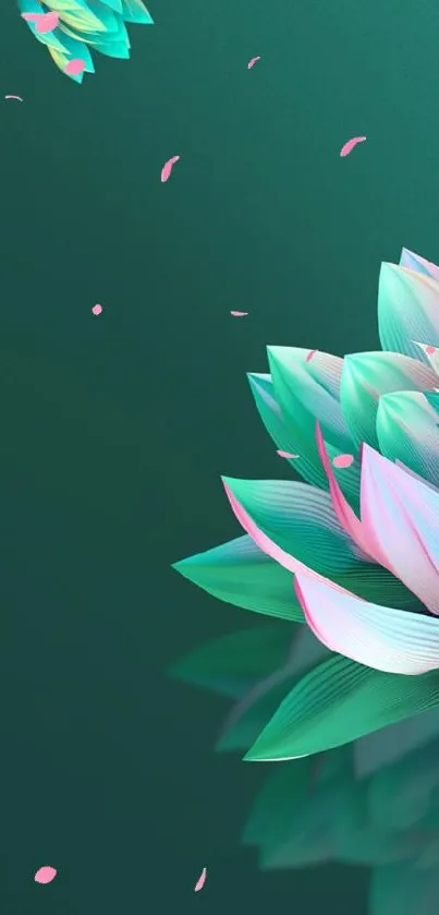 Vibrant teal and pink lotus petals wallpaper.