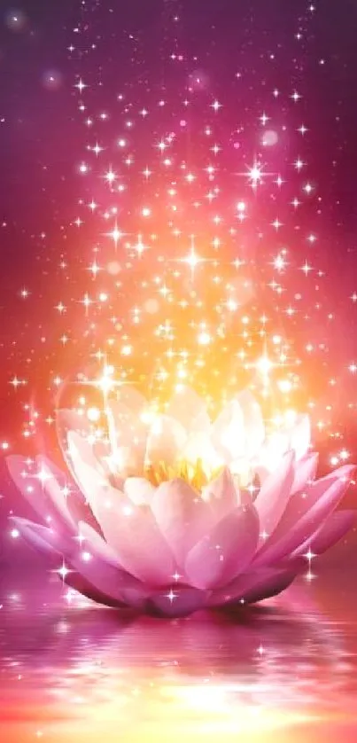 Vibrant lotus with sparkling lights, creating a magical and colorful scene.