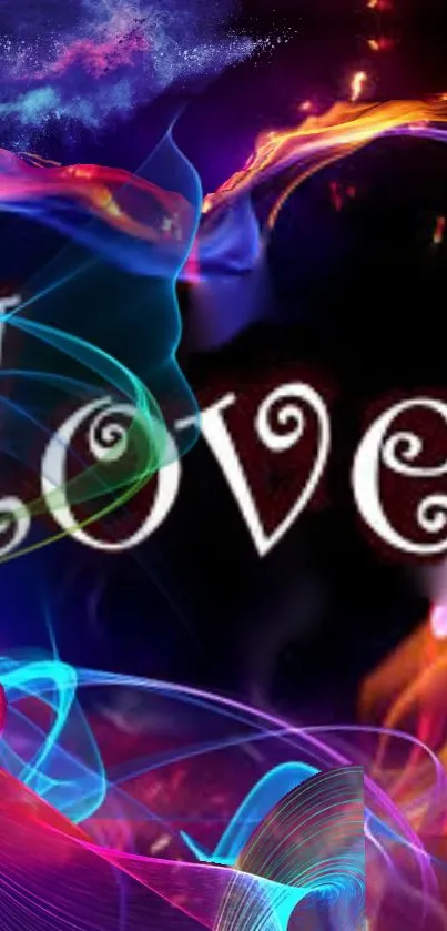 Colorful abstract mobile wallpaper with love theme.