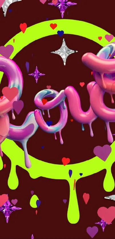 Colorful 3D love art wallpaper with vibrant design.