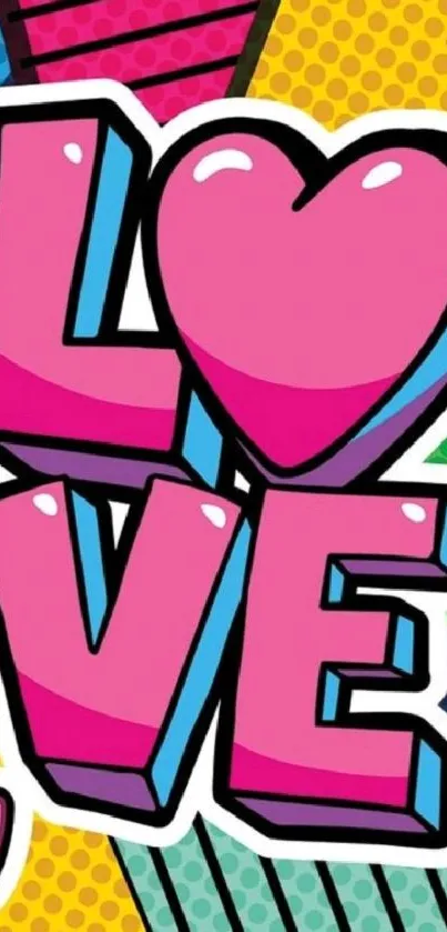 Vibrant graffiti wallpaper with LOVE design in bold colors.