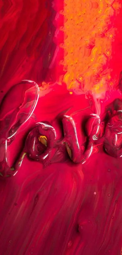 Vibrant red abstract wallpaper with 'love' design.