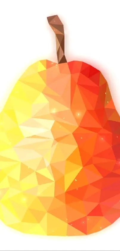 Vibrant low poly pear art with shades of orange and yellow.