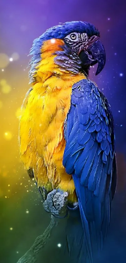 Colorful parrot on vibrant background mobile wallpaper.