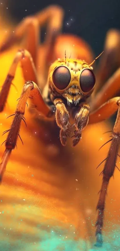 Close-up of vibrant insect in macro art wallpaper.