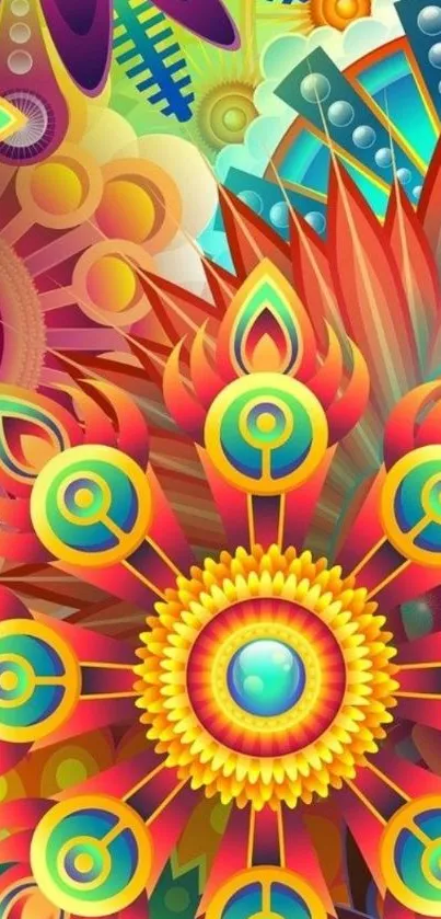 Colorful mandala abstract art mobile wallpaper