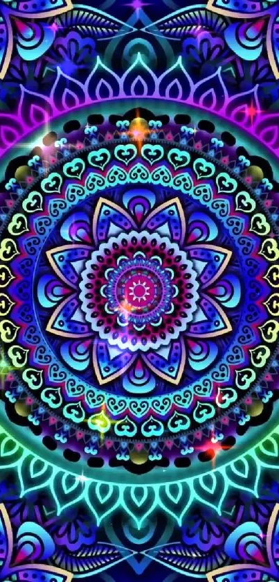 Colorful mandala design with vibrant patterns and intricate details.