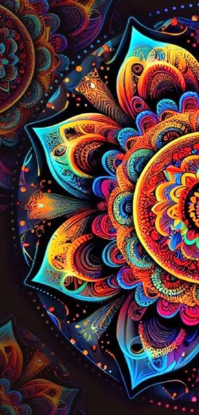 Colorful mandala art with intricate patterns.