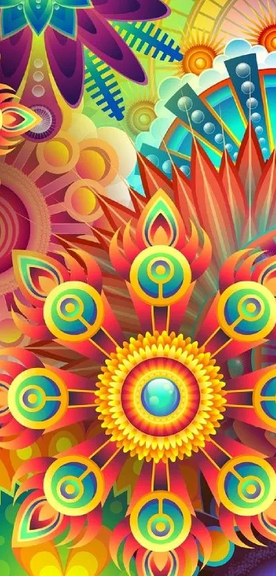 Vibrant mandala art with colorful patterns.