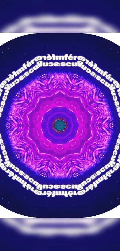 Purple and blue mandala kaleidoscope wallpaper with vibrant patterns.