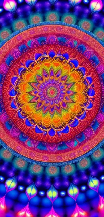 Colorful mandala kaleidoscope wallpaper with intricate patterns and vibrant hues.
