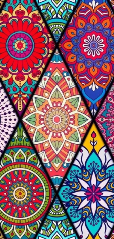 Colorful mandala pattern smartphone wallpaper.