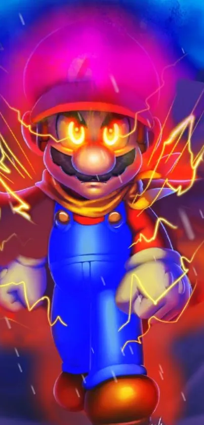 Vibrant Mario character with electric effects.