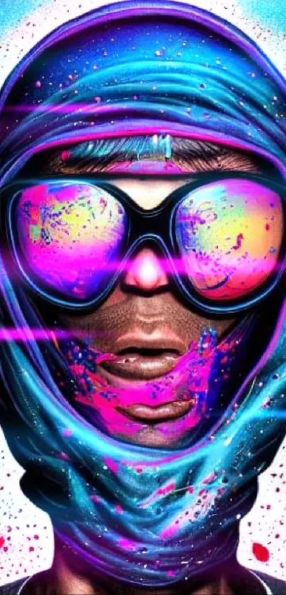 Vibrant masked street art wallpaper for mobile devices.