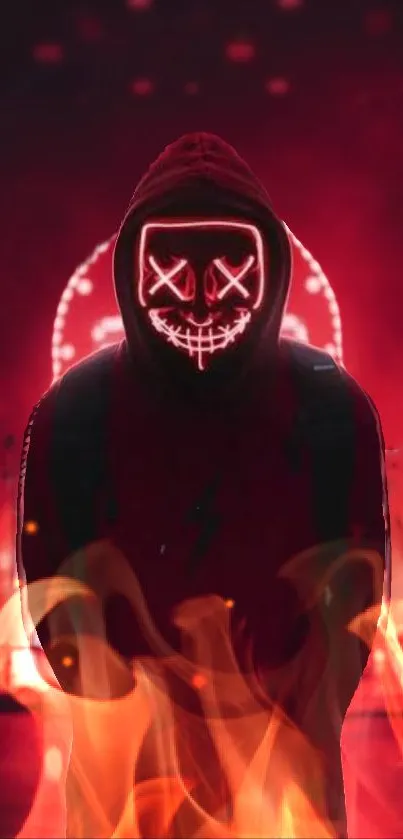 Mysterious masked figure with red flames.