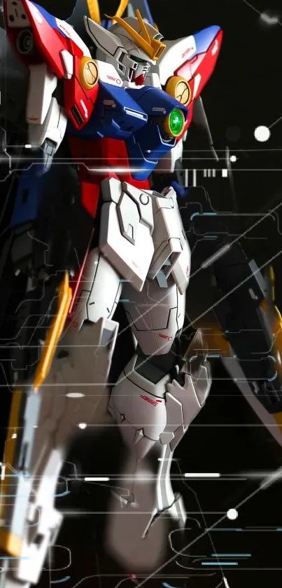 Vibrant mecha robot mobile wallpaper with a futuristic design.