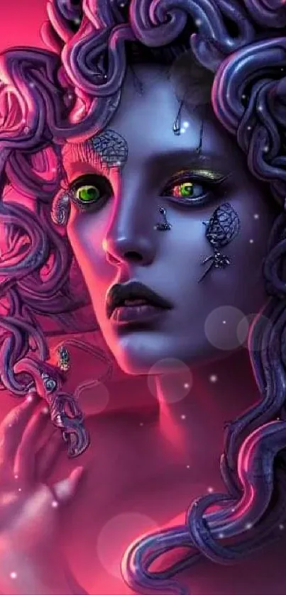 Fantasy art wallpaper featuring Medusa with vibrant colors and intricate details.