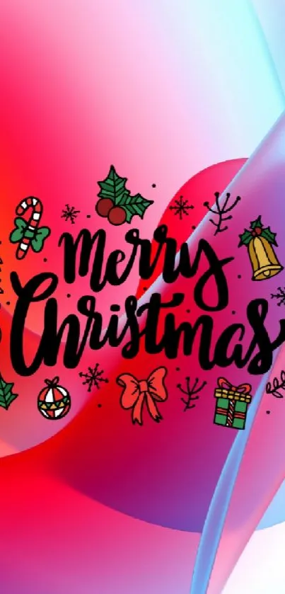 Vibrant Merry Christmas wallpaper with abstract colors.