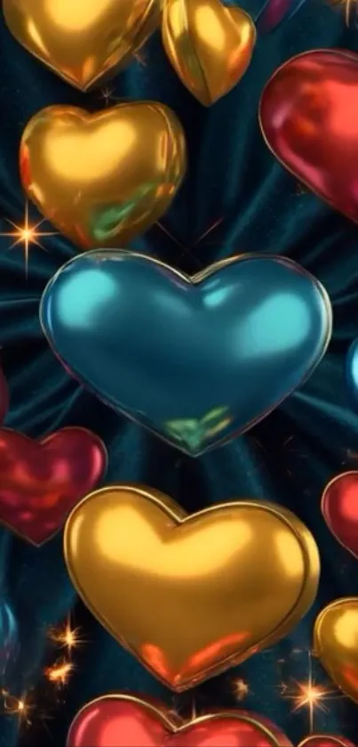 Colorful metallic heart wallpaper for phones