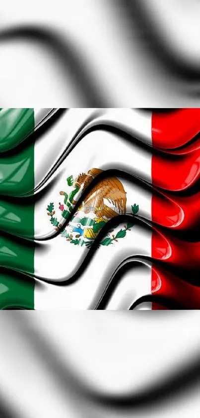 Wavy design of the Mexican flag wallpaper.