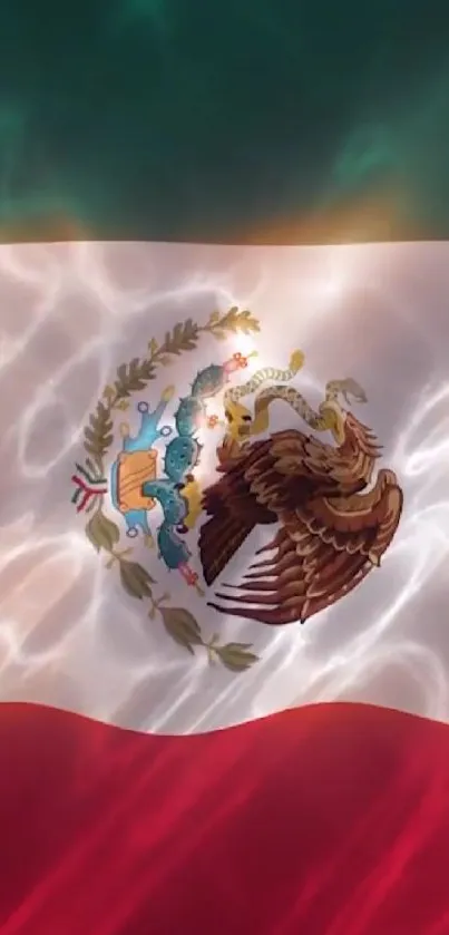 Mexican flag wallpaper with vibrant colors and elegant design.