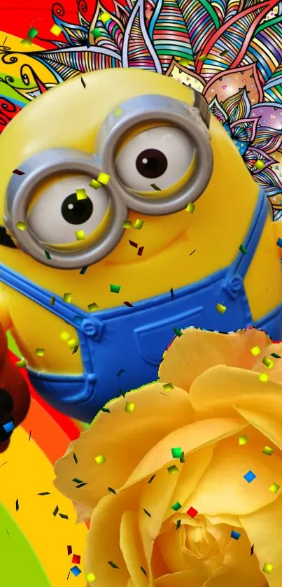 Vibrant Minions wallpaper with colorful and artistic design, featuring a joyful character.