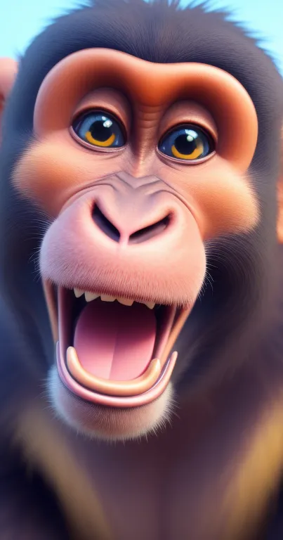 Playful monkey with vibrant colors and expressive face on mobile wallpaper.