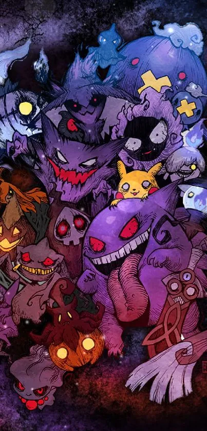 Colorful monster art wallpaper with vibrant creatures.