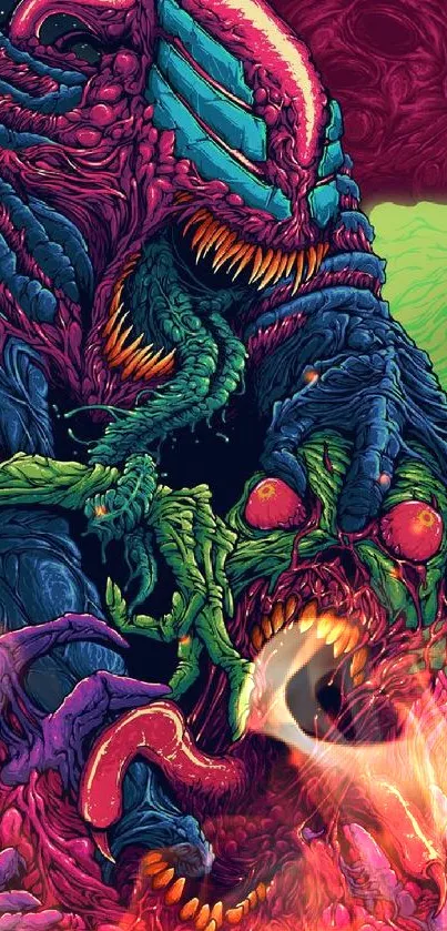 A vibrant monster art wallpaper with rich, colorful details and imaginative design.