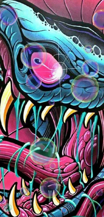 Colorful monster art wallpaper with vibrant details and bold design.