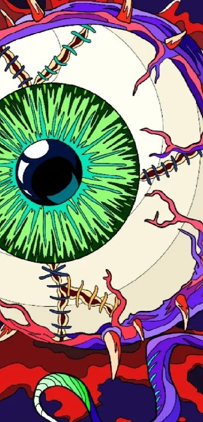 Vibrant artwork of a monster eye with bold colors and intricate details.