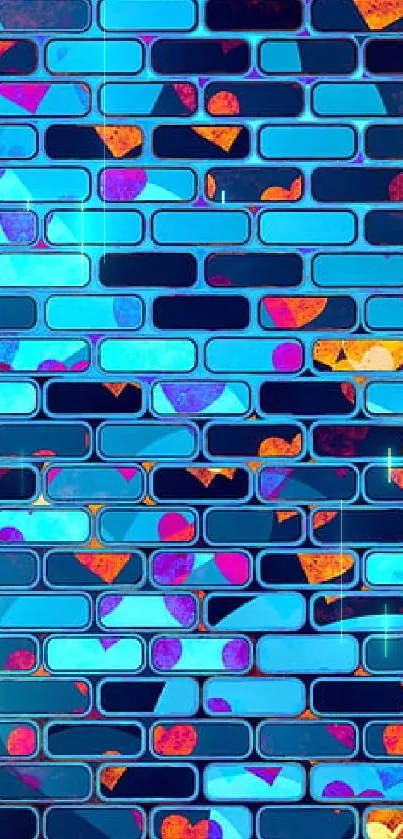 Vibrant blue and orange mosaic wallpaper design.