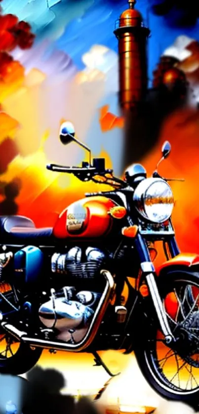 Vibrant colorful motorcycle artwork with dynamic colors.