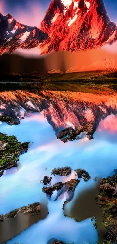 Vibrant mountain reflected in a serene lake.