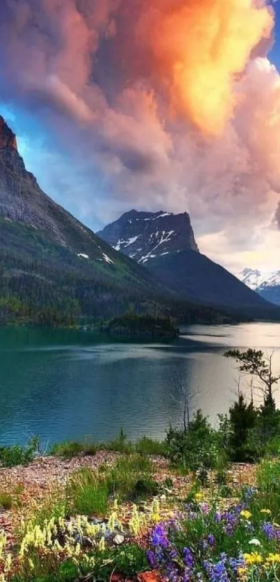 Stunning sunset over mountains with vibrant sky.