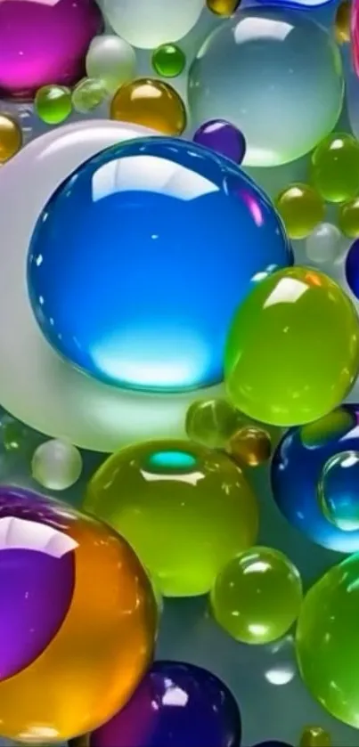 Vibrant multicolored bubble aesthetic wallpaper.