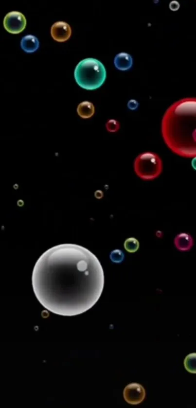 Colorful bubbles on a black background wallpaper