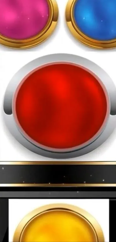 Multicolor futuristic button design wallpaper.