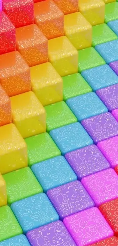 Vibrant multicolor cube pattern wallpaper.