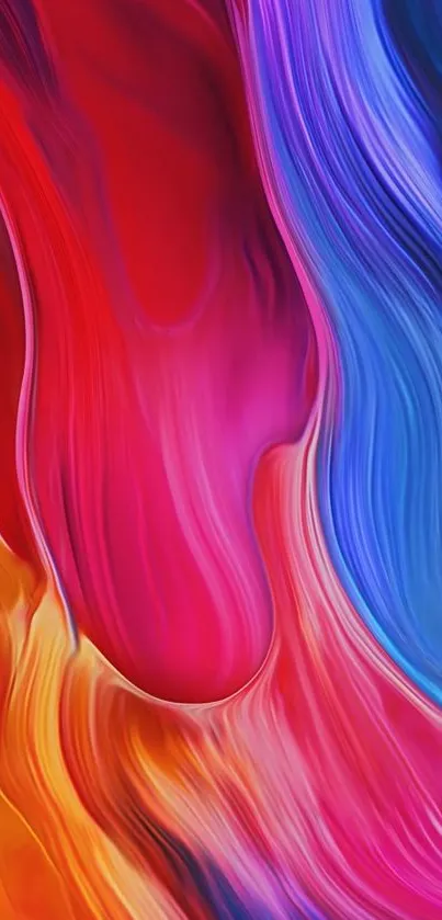 Dynamic abstract wallpaper with vibrant red and blue fluid patterns.