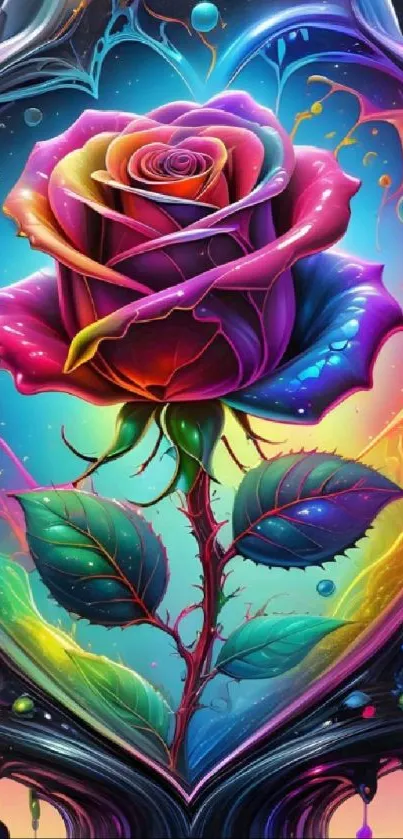 Vibrant multicolor rose digital art wallpaper.