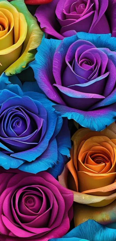 Multicolor roses wallpaper with vibrant petals.