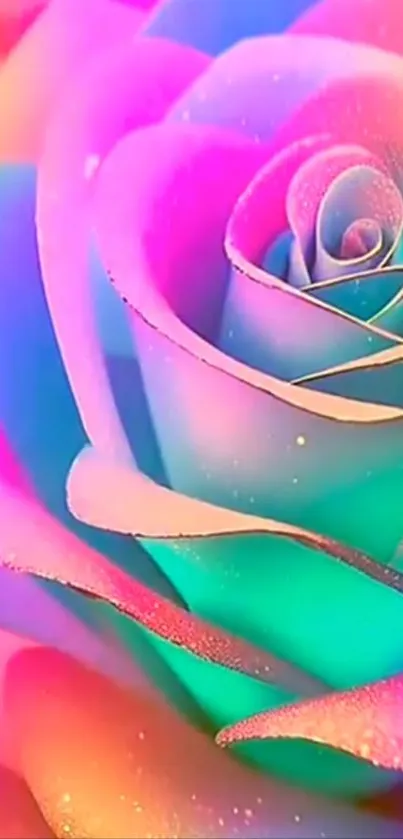 Vibrant multicolor rose design wallpaper.