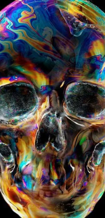 Multicolor psychedelic skull phone wallpaper