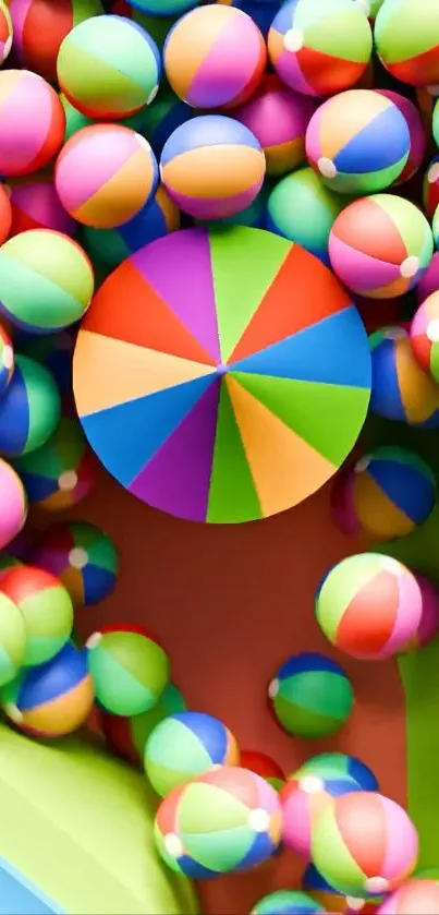 Vibrant multicolored bounce balls creating a lively pattern.